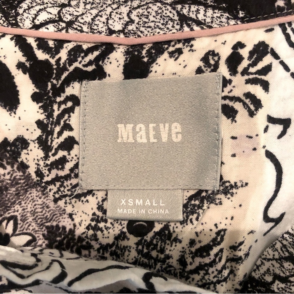 Anthropologie Maeve Popover Mixed Media 3/4 Sleeve Printed Top Size Small - Picture 4 of 5